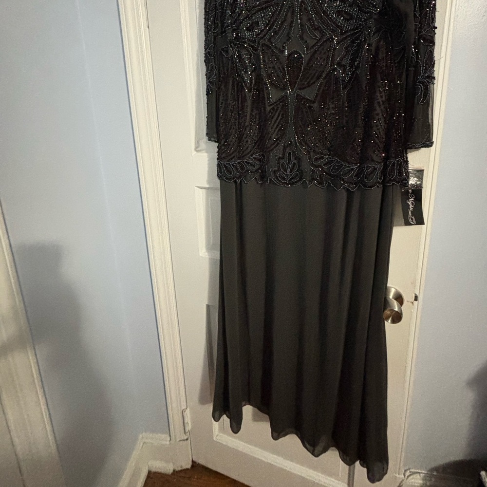 Elegant Black Beaded Evening Dress